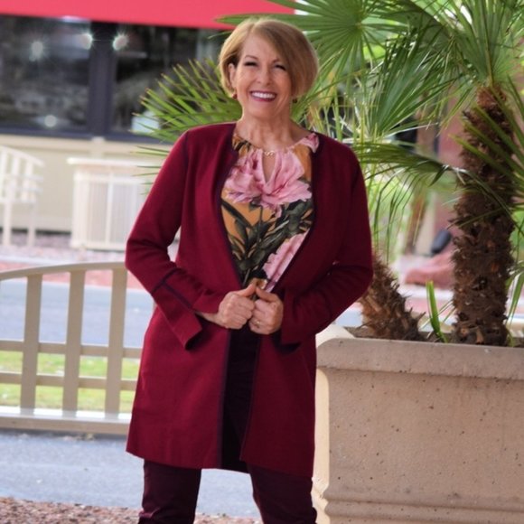 Chico's 2-in-1 Solid Reversible Long Cardigan Jacket Coat TOPPER 1 (10, 12, M) - Picture 1 of 16